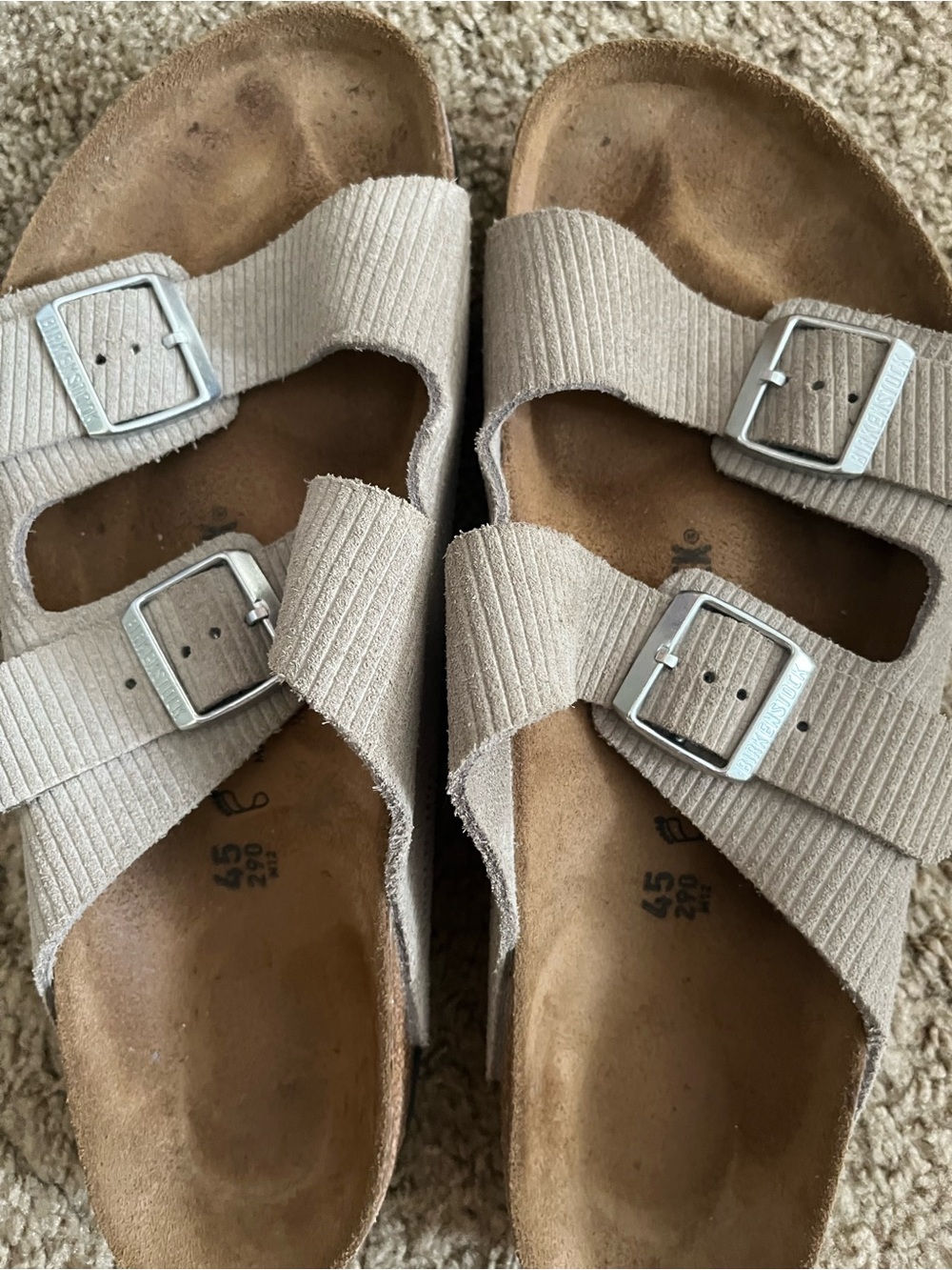 Birkenstock Two-Strap Slides in Taupe Suede - Picture 4 of 4